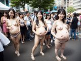 シングルマザー妊婦露出　妊娠8ヶ月　変態フラッシュモブ